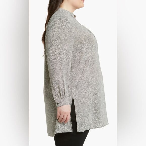 Anne Klein Popover Tunic Blouse - Black and White XXL - Picture 10 of 11